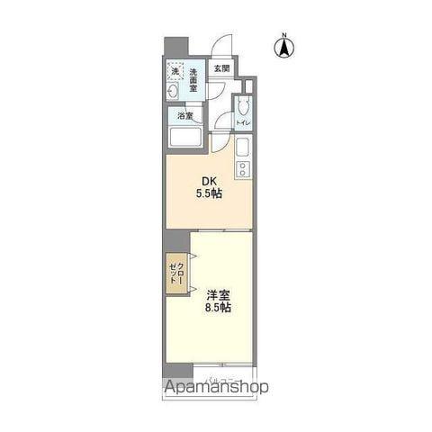 グランテージ感彩(1DK/9階)の間取り写真