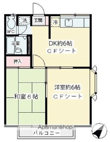 エステートピアムラノ(2DK/2階)の間取り写真