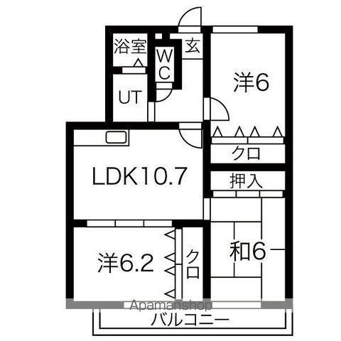 サンブルーム(3LDK/3階)の間取り写真
