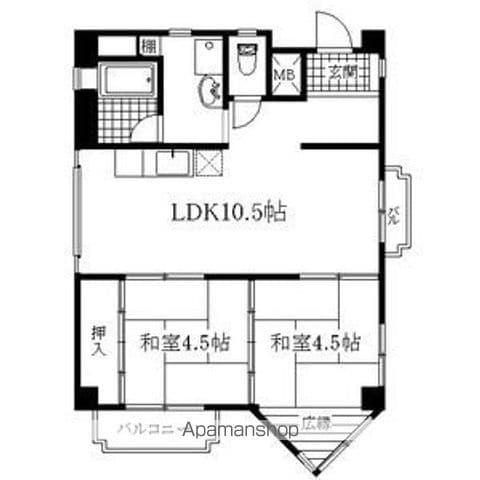 フルーヴェ1番館(2LDK/3階)の間取り写真