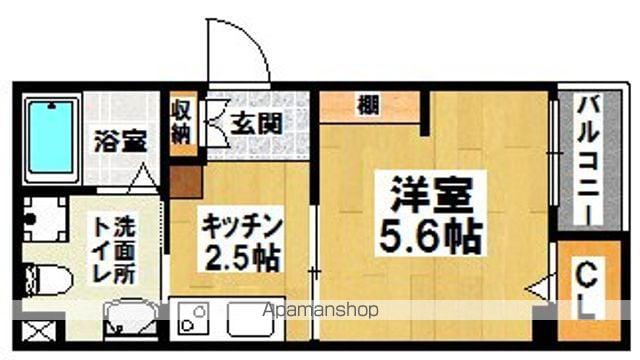 WITH@白鷺(1K/2階)の間取り写真