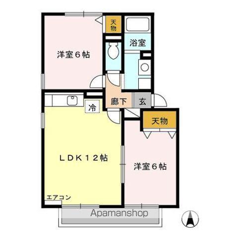 シャルマン・ロージェK(2LDK/2階)の間取り写真