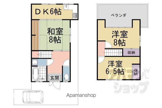 京阪電気鉄道京阪線 淀駅 徒歩9分 2階建 築56年(3DK)の間取り写真