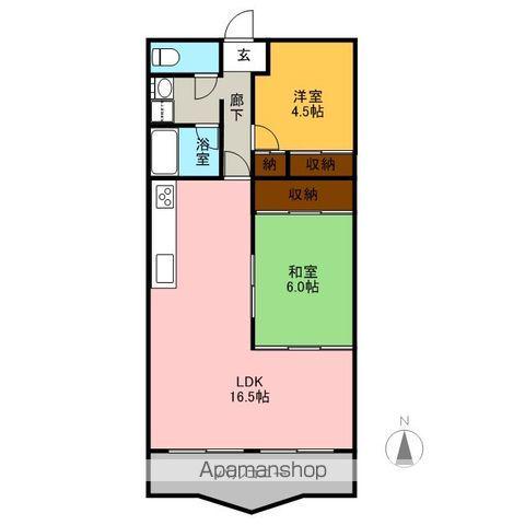 サンヴィレッジ(2LDK/4階)の間取り写真