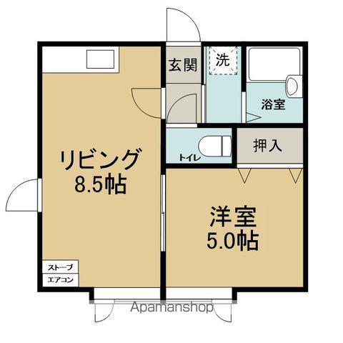 メイプルリーフ(1LDK/2階)の間取り写真