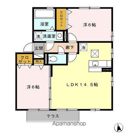 フロール(2LDK/2階)の間取り写真