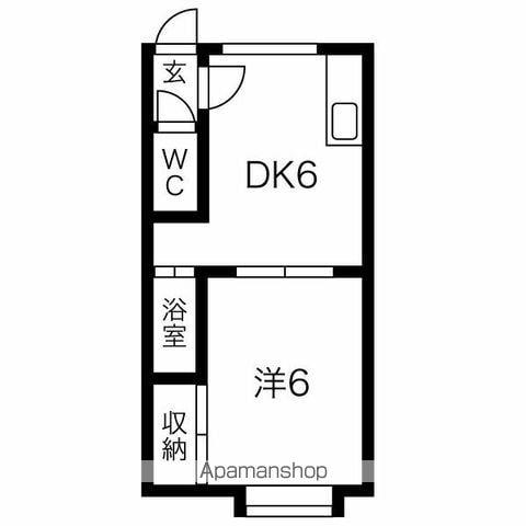 カレッジハウス66(1DK/1階)の間取り写真