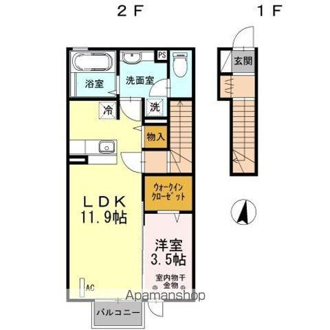 エンジェル12(1LDK/2階)の間取り写真
