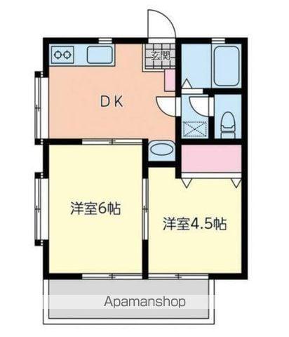 ニューピアパークⅠ ABCD(2DK/1階)の間取り写真