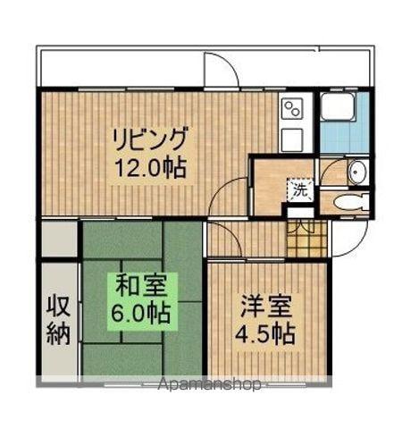エバーライフ花ヶ島(2LDK/4階)の間取り写真