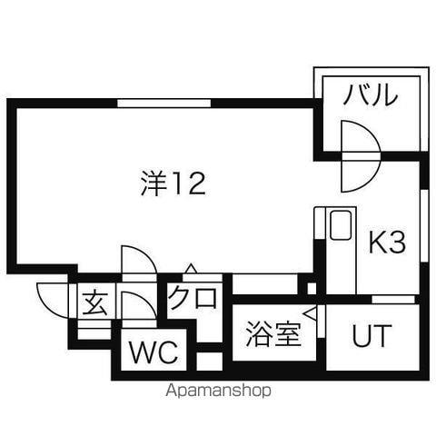 ウエストブルー(1K/4階)の間取り写真