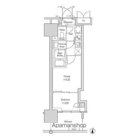 ブルックサイドレジデンス木場(2K/9階)の間取り写真