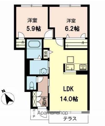 グランジュッテ(2LDK/1階)の間取り写真