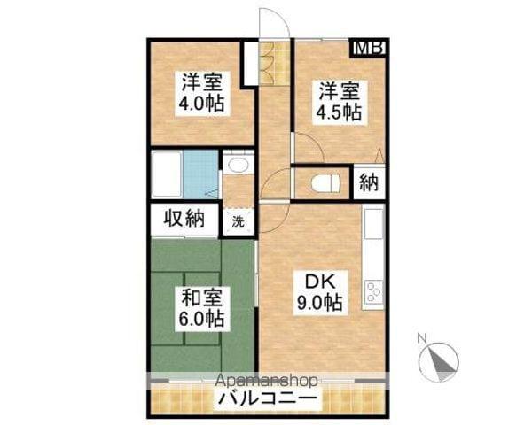 ソシオクールKUKI(3DK/3階)の間取り写真