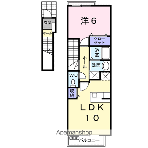 エクレラージュB(1LDK/2階)の間取り写真