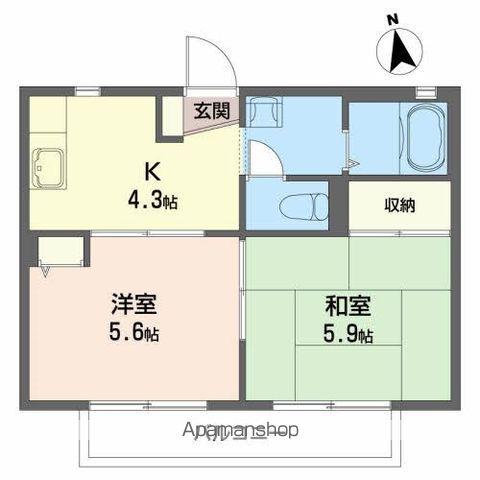 フローラルビラⅡ(2K/1階)の間取り写真