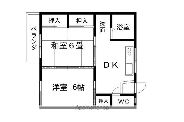 フレグランス六本木(2DK/2階)の間取り写真