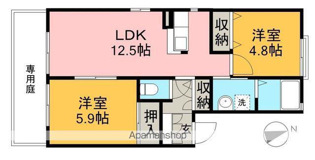 ラ・ベルターナⅡ A棟(2LDK/1階)の間取り写真
