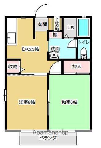 ディアス・パークB(2DK/2階)の間取り写真