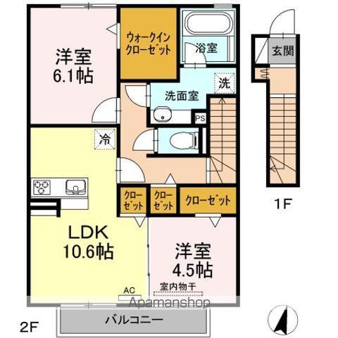 ルミエールASUKA(2LDK/2階)の間取り写真