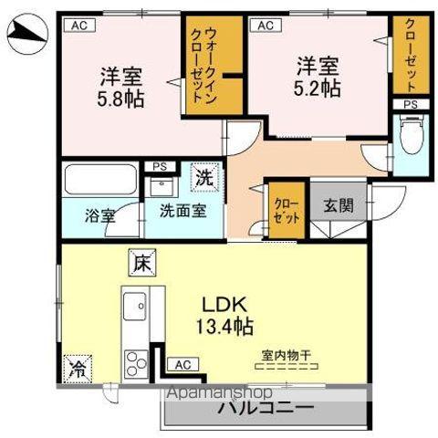 プリュニエ(2LDK/1階)の間取り写真