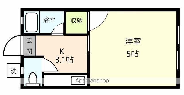 コーポ楠木(1K/2階)の間取り写真