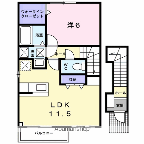 ル シャトー Ⅱ(1LDK/2階)の間取り写真