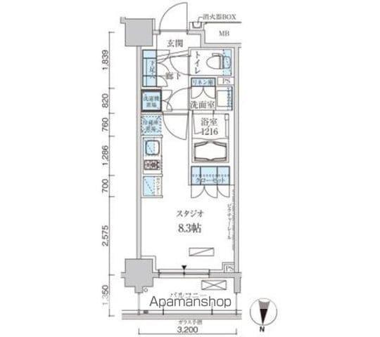 パークアクシス両国馬車通(ワンルーム/5階)の間取り写真