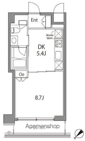 カスタリア中目黒(1DK/4階)の間取り写真