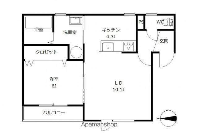 フォンテーヌ弥生(1LDK/2階)の間取り写真