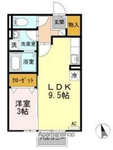 フォンターナ伏石A・B棟(1LDK/2階)の間取り写真