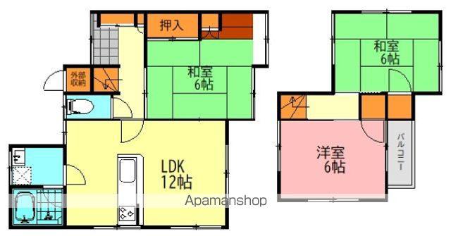 可部線 河戸帆待川駅 徒歩23分 2階建 築41年(3LDK)の間取り写真
