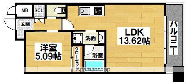 プレジオ帝塚山(1LDK/5階)の間取り写真