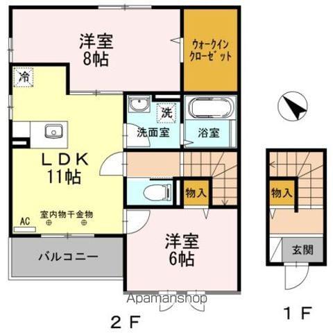 アビエスA(2LDK/2階)の間取り写真