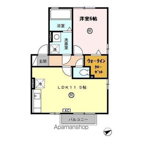 エトワールKURIMORI A棟(1LDK/2階)の間取り写真