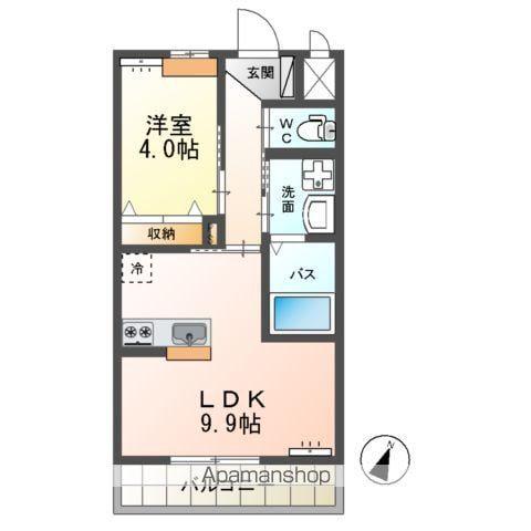 ウエスト VALLEY MOTO Ⅱ(1LDK/1階)の間取り写真