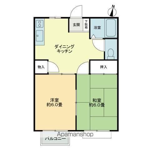 フォブールホロニック A棟(2DK/2階)の間取り写真