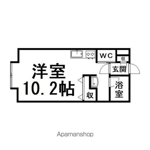 カレージア3(ワンルーム/2階)の間取り写真