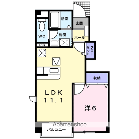 ボヌールⅡ(1LDK/1階)の間取り写真