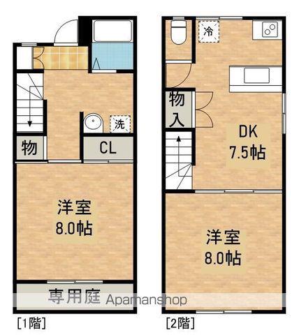 フレックスⅡ(2DK/1階)の間取り写真