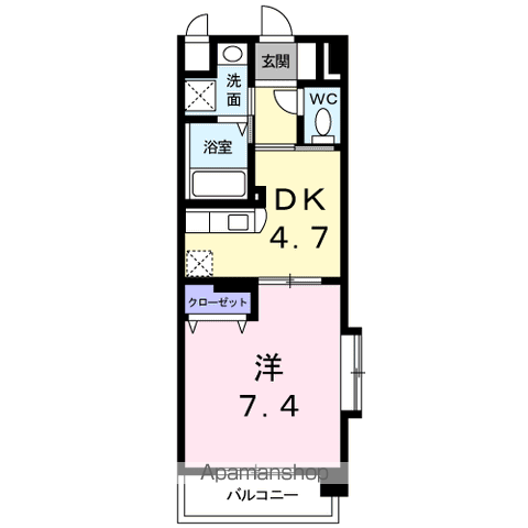 ドエルⅥ(1DK/3階)の間取り写真