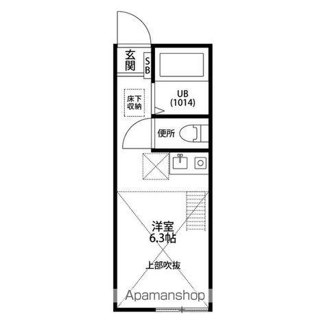 ミルフルール西横浜(ワンルーム/1階)の間取り写真