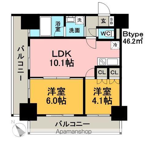 RJRプレシア吉塚駅前(2LDK/5階)の間取り写真