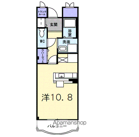 ファインロイテⅡ(1K/1階)の間取り写真
