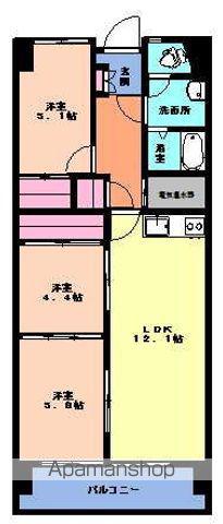 ファースト林ビル(3LDK/8階)の間取り写真