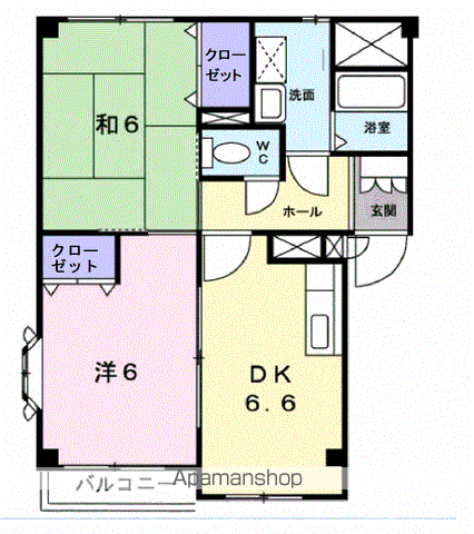 メゾン・ドゥ・ソレイユA(2DK/1階)の間取り写真