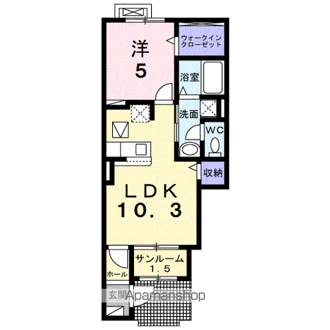 カインドハウスⅢ(1LDK/1階)の間取り写真