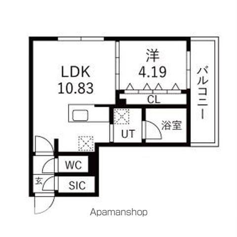 GA-二十四軒3-3MSB棟(1LDK/3階)の間取り写真