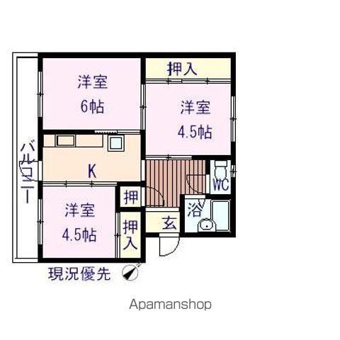 ヴィラナリー三原3号棟(3K/4階)の間取り写真