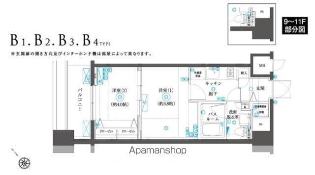 ZOOMヨコハマSQUARE(2K/8階)の間取り写真